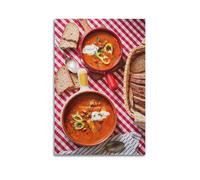 Poster su tela con stampa di zuppa di paprika con pane, decorazione moderna da parete e decorazione moderna per la camera da letto (50 x 75 cm)