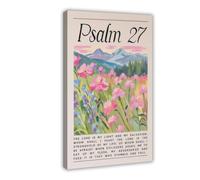 Poster su tela con stampa floreale rosa con versi biblici ad acquerello (2), decorazione per camera da letto, ufficio, camera da letto, regalo, 30 x 45 cm