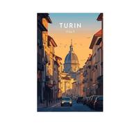 Poster su tela con stampa turistica di Torino, decorazione per camera da letto, ufficio, camera da letto, regalo, 60 x 90 cm