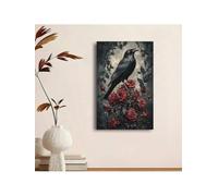 Poster su tela con strega mistica, stampa con magia della fiamma, arte murale gotica astratta, arredamento per la casa, l'ufficio e la camera da letto Dark Academia (80 x 120 cm/cornice interna)