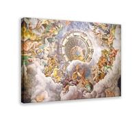Poster su tela con vista sull'olimpo casa degli dei affresco nella stanza dei giganti di Giulio Romano per estetica della stanza, poster da parete su tela e cornice 2