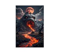 Poster su tela con vulcano che divora il colosso, stile gotico scuro, decorazione per camera da letto, ufficio, stanza, regalo, 30 x 45 cm