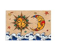 Poster su tela di canapa di Dio del sole con luna, stile retrò, decorazione per camera da letto, per sport, paesaggio, ufficio, camera regalo, stile senza cornice, 40 x 60 cm
