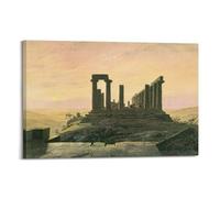 Poster su tela di Caspar David Friedrich Work"Tempio di Giunone ad Agrigento, stampa artistica da parete su tela, per soggiorno, pareti, case, 50 x 75 cm