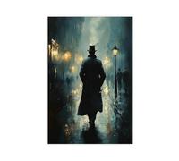 Poster su tela di Sherlock Holmes in Foggy London, decorazione per camera da letto, paesaggio decorativo, regalo, 30 x 45 cm