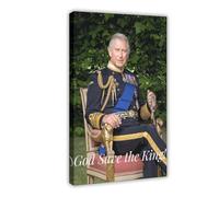 Poster su tela King Charles III, decorazione per camera da letto, sport, ufficio, camera da letto, regalo, stile cornice, 40 x 60 cm, 1 poster