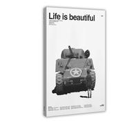 Poster su tela "Life Is Beautiful 1997" di Roberto Benigni Film La Vita E Bella, tributo inglese o italiano, decorazione artistica da parete per soggiorno e camera da letto, 20 x 30 cm