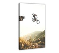 Poster su tela, motivo "Avventura sportiva estrema, ciclista, Fabio Wibmer Freedom", decorazione per camera da letto, ufficio, camera da letto, regalo, 60 x 90 cm