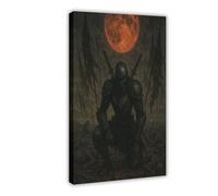 Poster su tela, motivo: cavaliere lavico, luna sangue, decorazione per camera da letto, ufficio, camera da letto, regalo, 60 x 90 cm