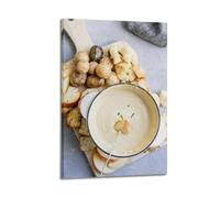 Poster su tela, motivo: cibo, fonduta di formaggio vegetariano, decorazione moderna da parete e camera da letto, 30 x 45 cm