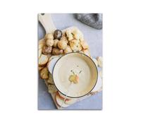 Poster su tela, motivo: cibo, fonduta di formaggio vegetariano, decorazione moderna da parete e camera da letto, 40 x 60 cm
