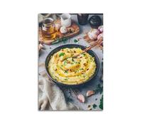 Poster su tela, motivo: cibo in stile tedesco, purè di patate con pinoli ed erbe aromatiche, decorazione moderna per la camera da letto, 50 x 75 cm
