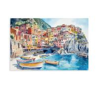 Poster su tela, motivo: Cinque Terre, decorazione per camera da letto, ufficio, camera da letto, regalo, 60 x 90 cm