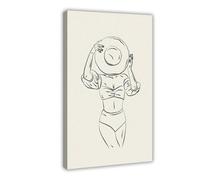 Poster su tela, motivo: donna che prende il sole, decorazione artistica da parete per soggiorno e camera da letto, 20 x 30 cm