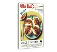 Poster su tela, motivo: Gua Bao, decorazione per camera da letto, ufficio, camera da letto, regalo, 20 x 30 cm