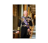 Poster su tela, motivo: King Charles III, decorazione per camera da letto, sport, ufficio, camera da letto, regalo, senza cornice, 20 x 30 cm