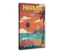 Poster su tela, motivo: L'Avana Cuba, poster di viaggio (2), decorazione artistica da parete per soggiorno e camera da letto, 40 x 60 cm