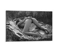 Poster su tela, motivo: ragazza in sottomissione in posa sullo sfondo di un paesaggio naturale, poster decorativo moderno per la casa, poster artistico, 60 x 90 cm