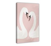 Poster su tela, motivo: The Twin Swans of Love, decorazione per camera da letto, ufficio, camera da letto, regalo, 40 x 60 cm