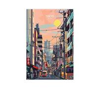 Poster su tela, motivo: Tokyo, città del Giappone, decorazione per camera da letto, ufficio, camera da letto, regalo, 60 x 90 cm