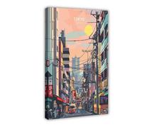Poster su tela, motivo: Tokyo, città del Giappone, decorazione per camera da letto, ufficio, camera da letto, regalo, 60 x 90 cm