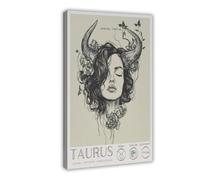 Poster su tela, motivo: Toro, un segno di terra, incarna l'arte astrologica minimalista. Decorazione per camera da letto, ufficio, camera da letto, regalo, 60 x 90 cm