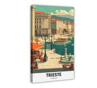 Poster su tela, motivo: Trieste, decorazione per camera da letto, ufficio, camera da letto, regalo, 30 x 45 cm