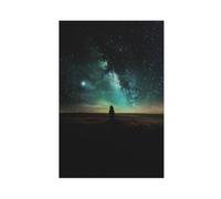 Poster su tela, motivo: Via Lattea, cielo stellato, pascolo, ragazza, sogno, decorazione per camera da letto, ufficio, camera da letto, regalo, 50 x 75 cm