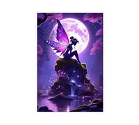 Poster su tela non floccato con giardino delle fate e luce nera, decorazione per camera da letto, ufficio, camera da letto, regalo, 20 x 30 cm