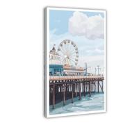 Poster su tela per camera da letto, motivo: Brighton Pier Travel England, decorazione per ufficio, camera da letto, regalo, 30 x 45 cm