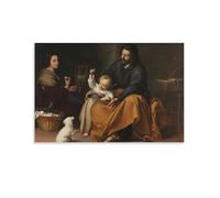 Poster su tela, stampa artistica da parete con immagine della sacra famiglia con uccellino Bartolome Esteban Murillo, decorazione moderna per la casa, 30 x 45 cm