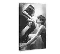 Poster su tela, stile retrò, astratto, con coppia di dialoghi in bianco e nero, decorazione per camera da letto, ufficio, stanza, regalo, 40 x 60 cm