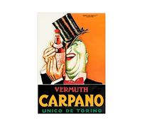 Poster su tela, stile vintage, con scritta "Carpano Vermouth Drink", decorazione per camera da letto, ufficio, camera da letto, regalo, senza cornice, 40 x 60 cm