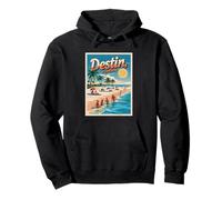 Poster sulla spiaggia retrò degli anni '80 di Destin Florida Felpa con Cappuccio