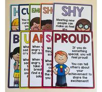 Poster sulle emozioni e i sentimenti per bambini, grafici sull'apprendimento socio-emotivo SEL, opere d'arte per la consapevolezza della salute mentale, decorazioni per aule di scuola materna ed eleme