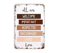 Poster sull'uguaglianza, la gentilezza è importante, tutti sono benvenuti qui, decorazioni positive per l'aula, cartelli in latta per l'inclusione in classe, per la caverna dell'uomo, 8x12 pollici