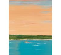 Poster Sunset Paddleboard - Arte da parete costiera minimalista -...