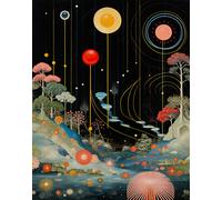 Poster Surreal Landscape Wall Art Cosmic Garden - 12X16/16X20/18X24/24X36