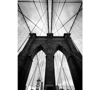 Poster/Tela Canvas - NY New York Ponte di Brooklyn Bridge - Arredamento Bianco e Nero - 100x140cm - Tela Canvas
