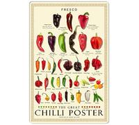 Poster "The Great Chilli" con specie di peperoncino affresco piccante in metallo, targa artistica da parete per cucina, casa, pub, ristoranti, bar, aula 20 x 30 cm