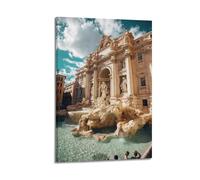 Poster Trevi Fontana con attrazioni di Roma, scultura acquatica, attrazione turistica, poster decorativo tela, arte murale, stampa fotografica, decorazione moderna per camera da letto, 30 x 45 cm