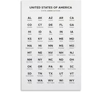 poster U.S. Map with State Abbreviations Poster - Color-Coded Educational Wall Chart, Geography Learning Tool for Classroom or Home School Room(Framed,16x24inch(40x60cm))
