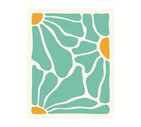 Poster verde astratto con petali botanici arte da parete fiori -...