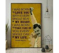 Poster verticale con citazioni di Freddie Mercury I Was Born To Love You, decorazione artistica da parete, poster in metallo, 20,3 x 30,5 cm