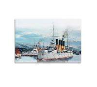 Poster vintage 1903 Port Arthur, Cruiser of the 1st Rank Varyag, poster decorativo da parete su tela e stampa artistica moderna per camera da letto (50 x 75 cm)