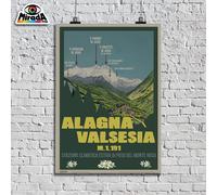 POSTER VINTAGE ALAGNA VALSESIA STAZIONE CLIMATICA MONTE ROSA AEFFESTYLE ©
