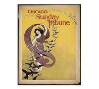 Poster vintage Art Nouveau Wall Art - Elegante signora con uccellini