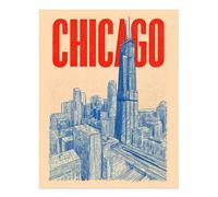Poster Vintage Chicago Skyline Wall Art Stampa Fine Art di Qualità Premium