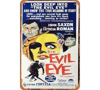 Poster vintage classico del film The Evil Eye Poster originale del film John Saxon Mario Bava Poster TV in metallo retrò regalo karaoke bar pub club piatti da parete decorativi uomo grotta decorazione