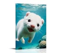 Poster vintage con cane che nuota nel mare, stampa artistica da parete, decorazione estetica, soggiorno, camera dei bambini, dormitorio, bar, bagno, adatto per camera da letto, palestra, cornice